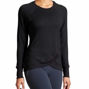 Athleta Black Super Soft Crew Neck Criss Cross Sweatshirt XS